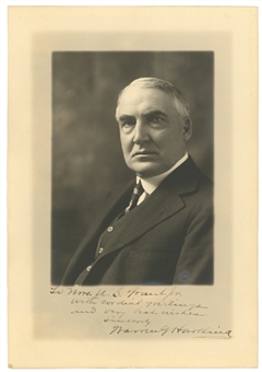 Warren G. Harding Signed Black and White Portrait Inscribed to Mrs. U.S. Grant Jr. (Beckett)